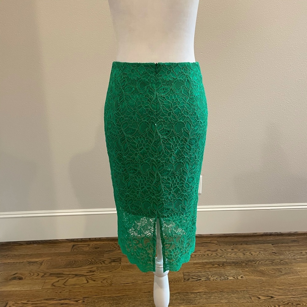 Anthropologie Mignon Doo green lace-veiled pencil skirt - Picture 5 of 9